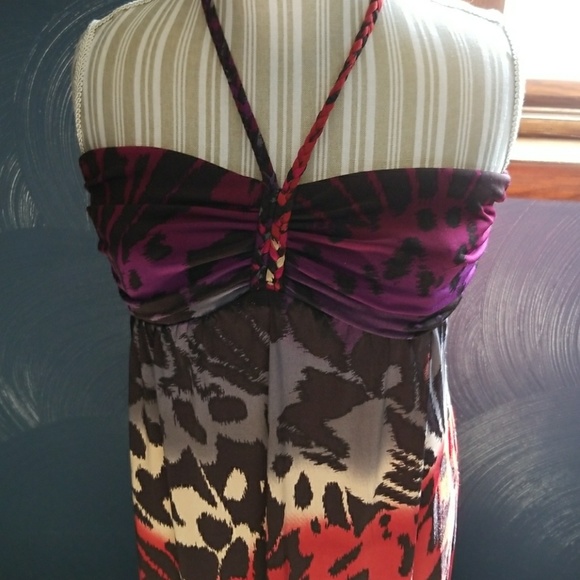 Multi Color Print Long Dress-L - Picture 2 of 6